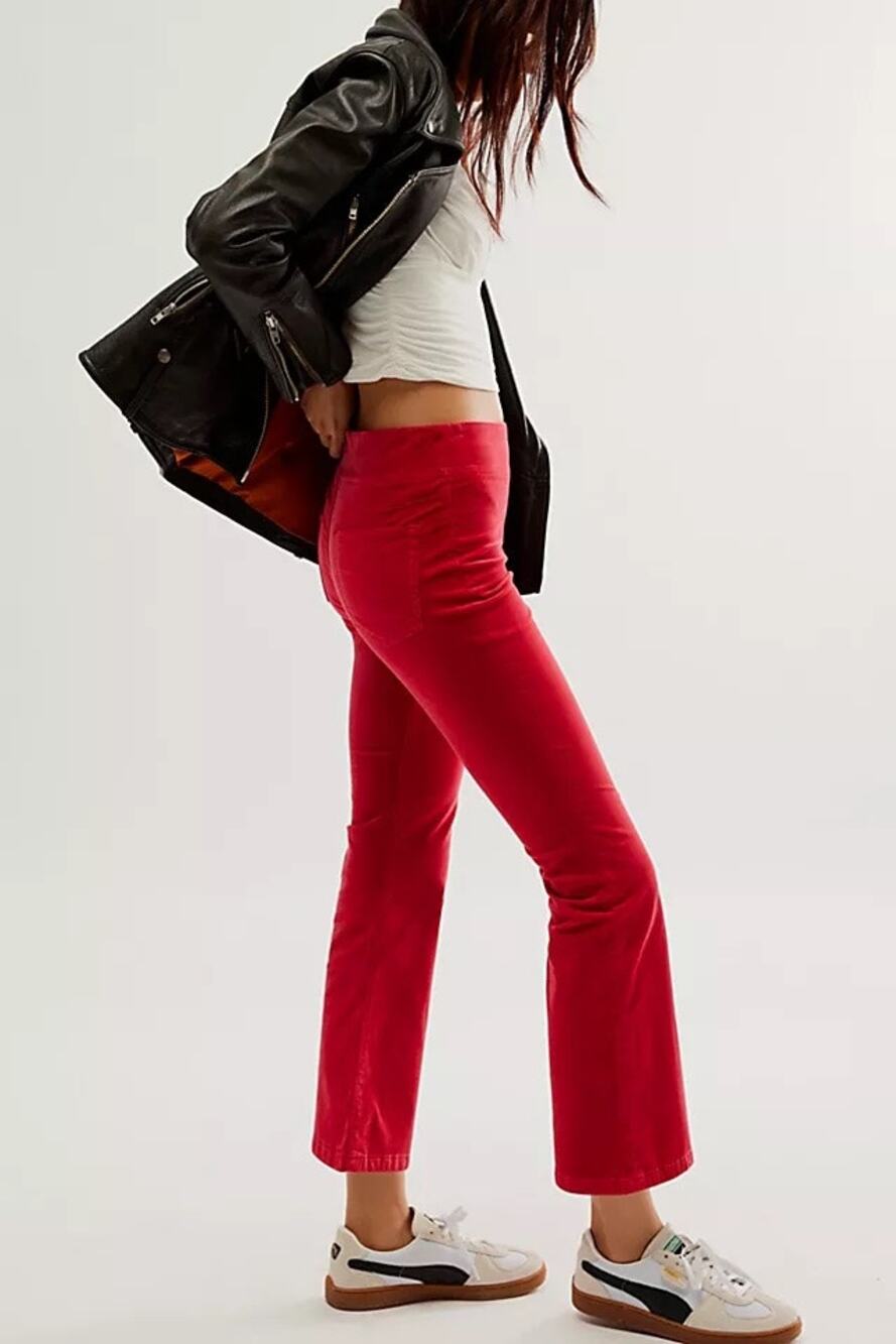 Free People In My Feelings Velvet Cropped Slim Pants